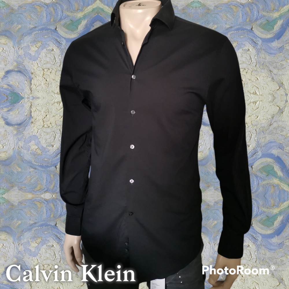 Calvin Klein Extreme Slim Fit Dress Shirt Black 14.5 32/33 Small